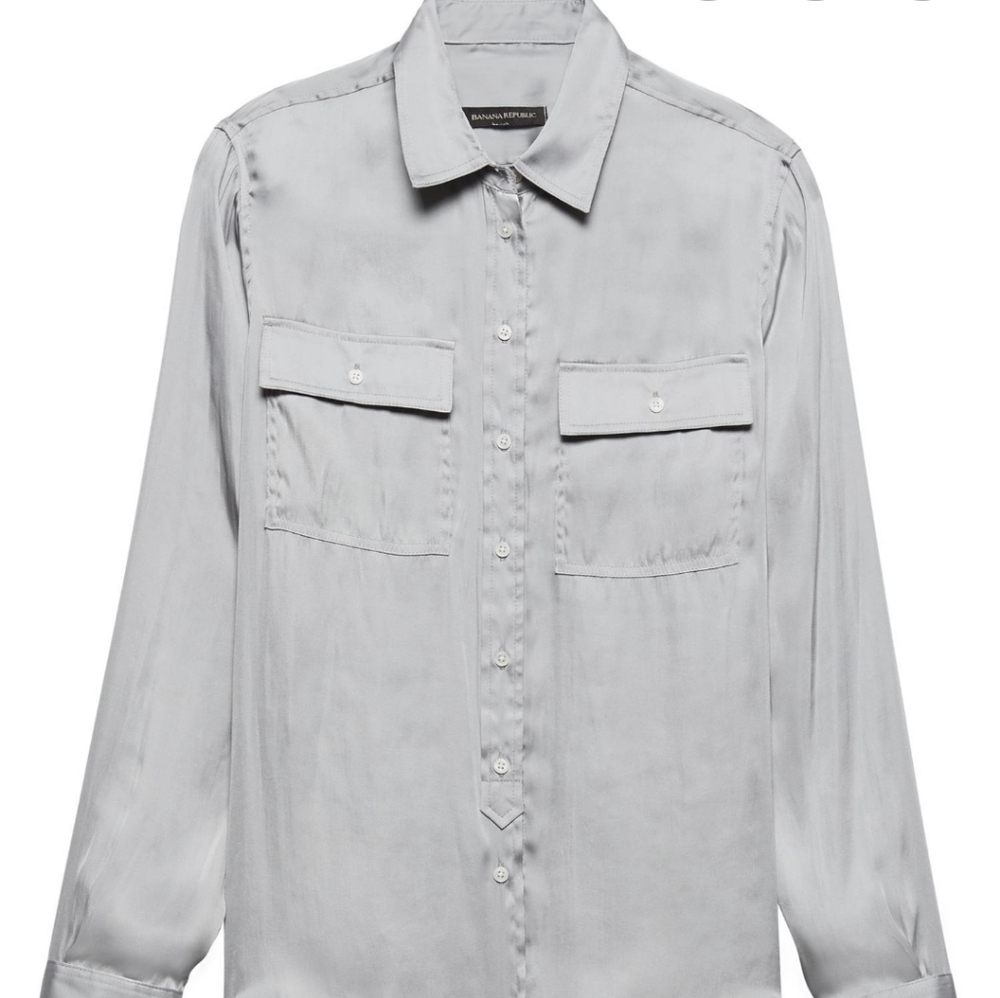 Banana Republic dillon satin shirt grey small